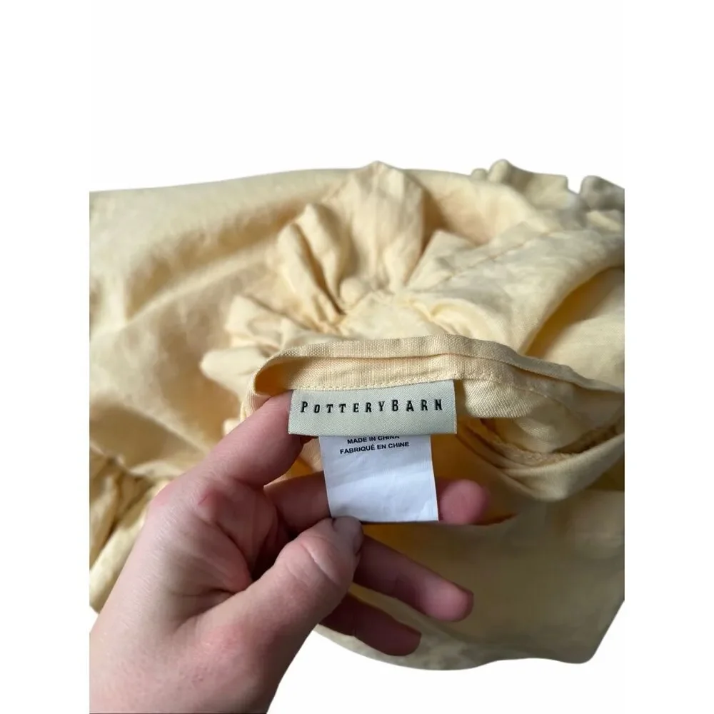 Pottery Barn 100% Linen Ruffle Euro Sham Pillowcase Daffodill Yellow 26x26